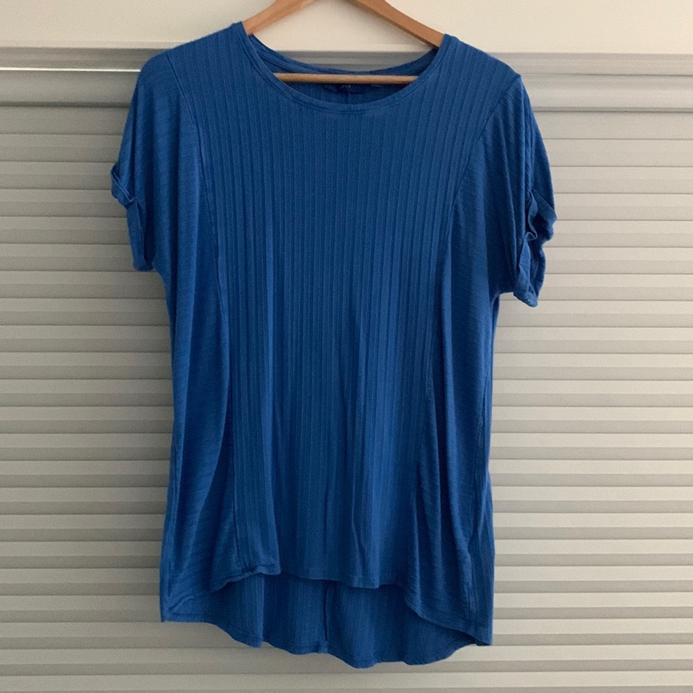 Ribbed Cap Sleeve Blouse